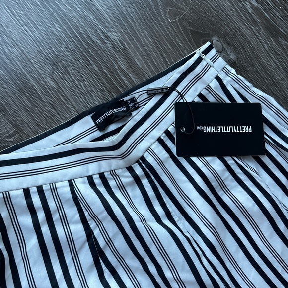 navy blue & white striped wide leg work trousers - Picture 2 of 2